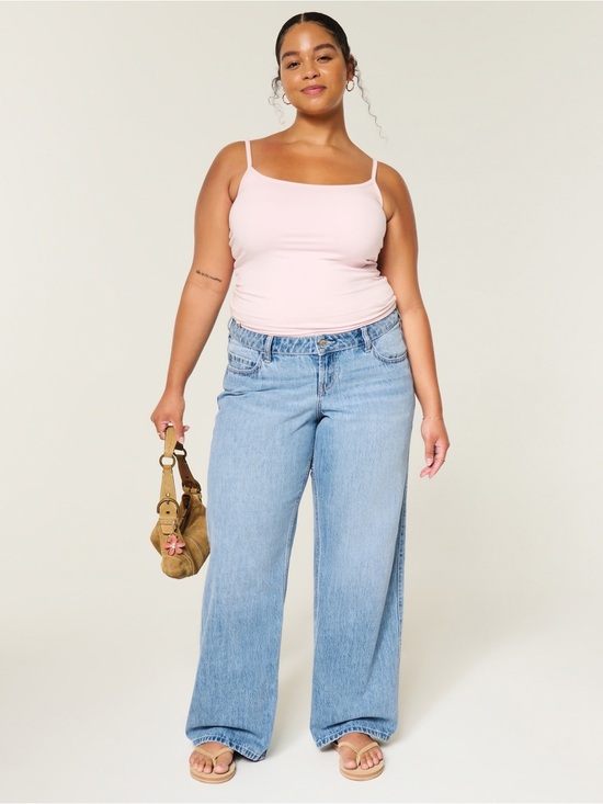 Hollister Denim - Hollister Low Rise Baggy Light Blue Wash Wide Leg Denim Jeans, Plus Size 20
